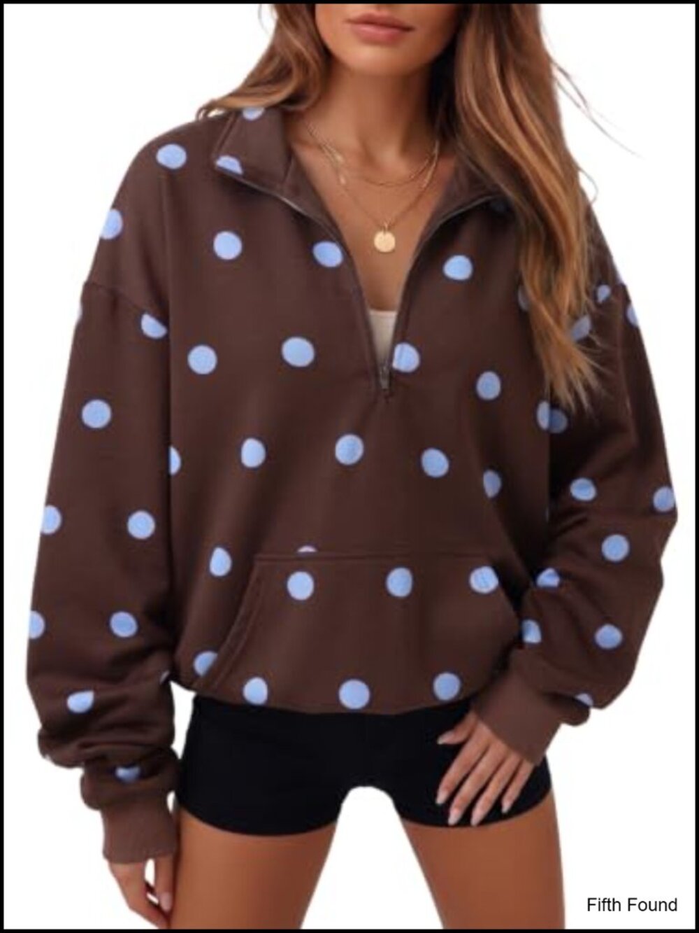 Women's Half Zip Sweatshirt Long Sleeve Pullover Kangaroo Pocket Loose Fit
